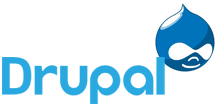 Drupal text and logo - linked to the Drupal website